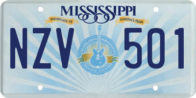 MS license plate NZV501