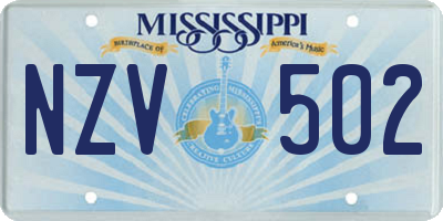MS license plate NZV502