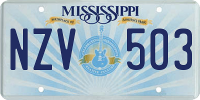 MS license plate NZV503