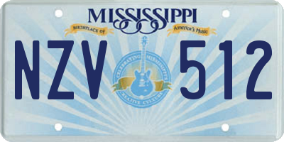 MS license plate NZV512