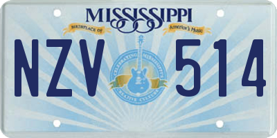 MS license plate NZV514