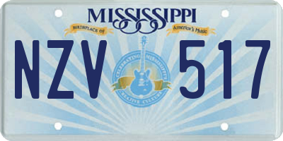 MS license plate NZV517