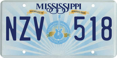 MS license plate NZV518