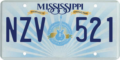 MS license plate NZV521