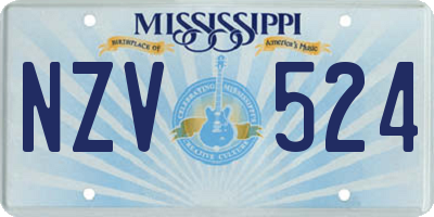 MS license plate NZV524