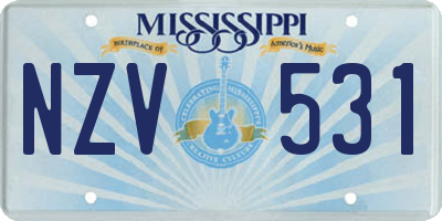 MS license plate NZV531