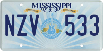 MS license plate NZV533