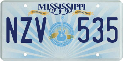 MS license plate NZV535