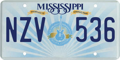 MS license plate NZV536