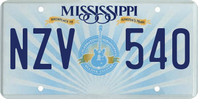 MS license plate NZV540