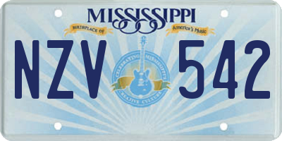 MS license plate NZV542