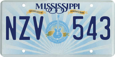 MS license plate NZV543