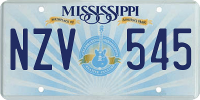 MS license plate NZV545