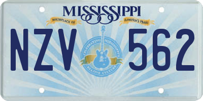 MS license plate NZV562