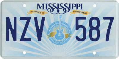 MS license plate NZV587