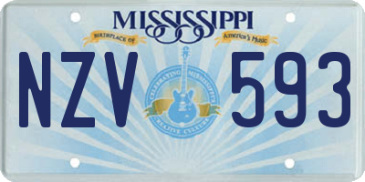 MS license plate NZV593