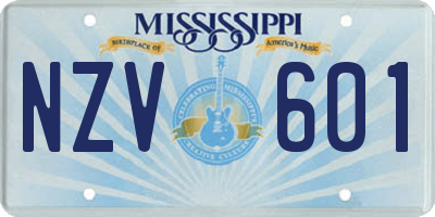 MS license plate NZV601