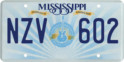 MS license plate NZV602