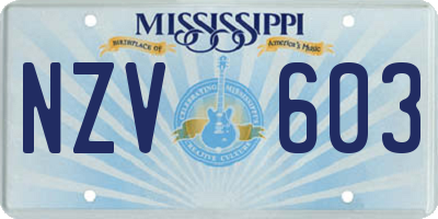 MS license plate NZV603