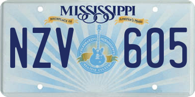 MS license plate NZV605
