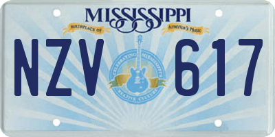 MS license plate NZV617