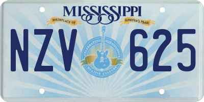 MS license plate NZV625