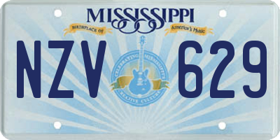 MS license plate NZV629
