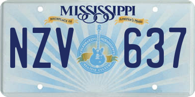 MS license plate NZV637