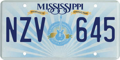 MS license plate NZV645