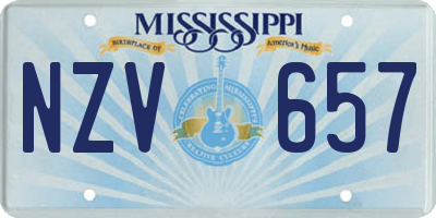MS license plate NZV657