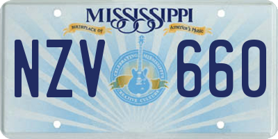 MS license plate NZV660