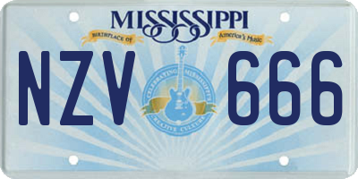 MS license plate NZV666