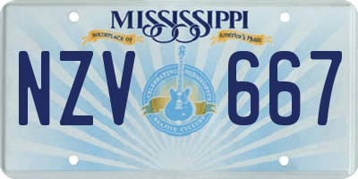 MS license plate NZV667