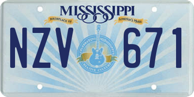 MS license plate NZV671