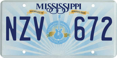 MS license plate NZV672
