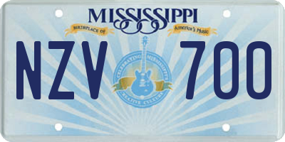 MS license plate NZV700