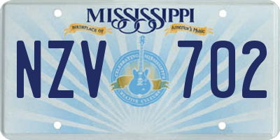 MS license plate NZV702