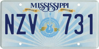 MS license plate NZV731