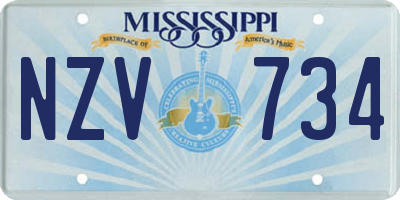 MS license plate NZV734