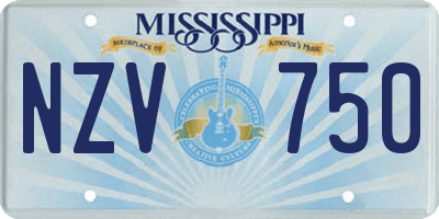 MS license plate NZV750