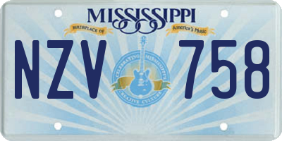 MS license plate NZV758