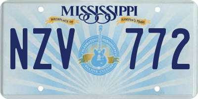 MS license plate NZV772