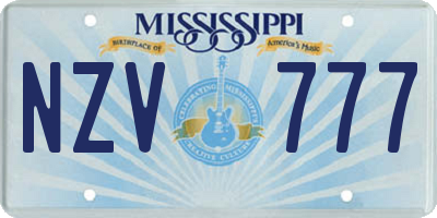 MS license plate NZV777