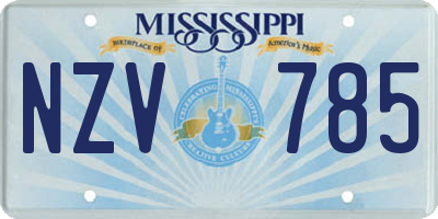 MS license plate NZV785