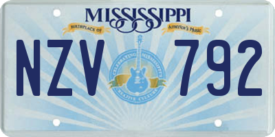 MS license plate NZV792