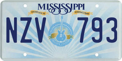 MS license plate NZV793