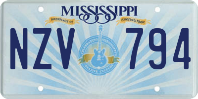 MS license plate NZV794