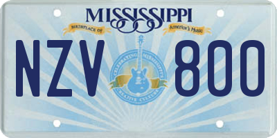 MS license plate NZV800