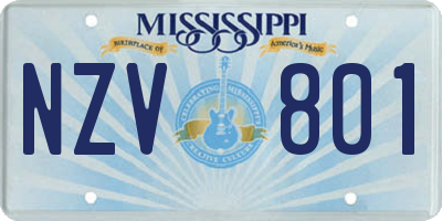 MS license plate NZV801