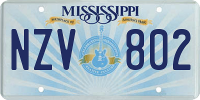 MS license plate NZV802